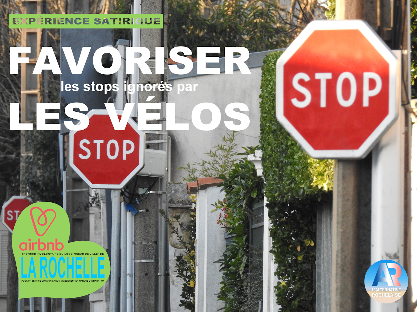 Campagne satirique : FAVORISER les stops ignorés par LES VELOS
